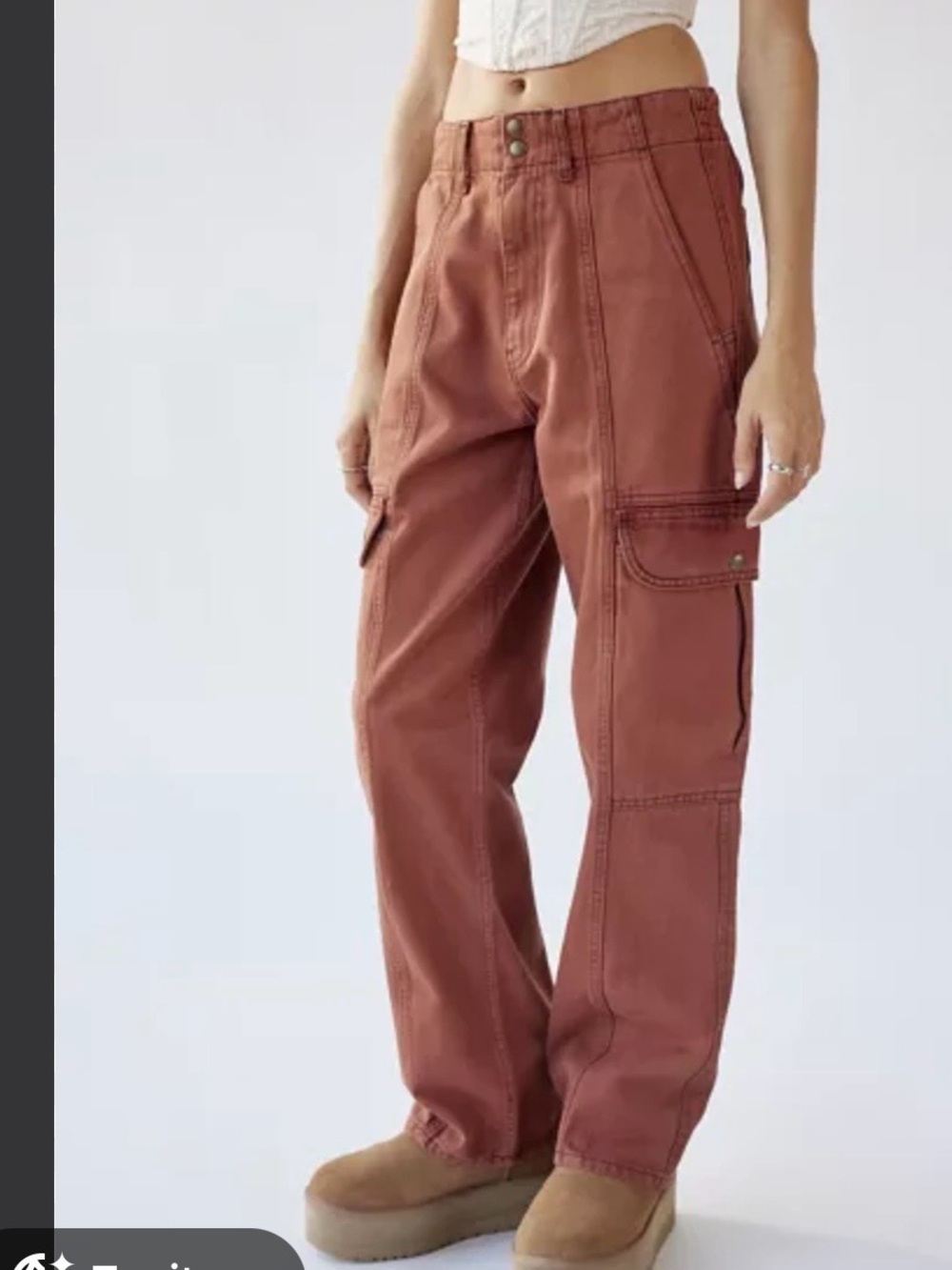 Urban Outfitters Straight-Leg Cargo Jeans in Rust